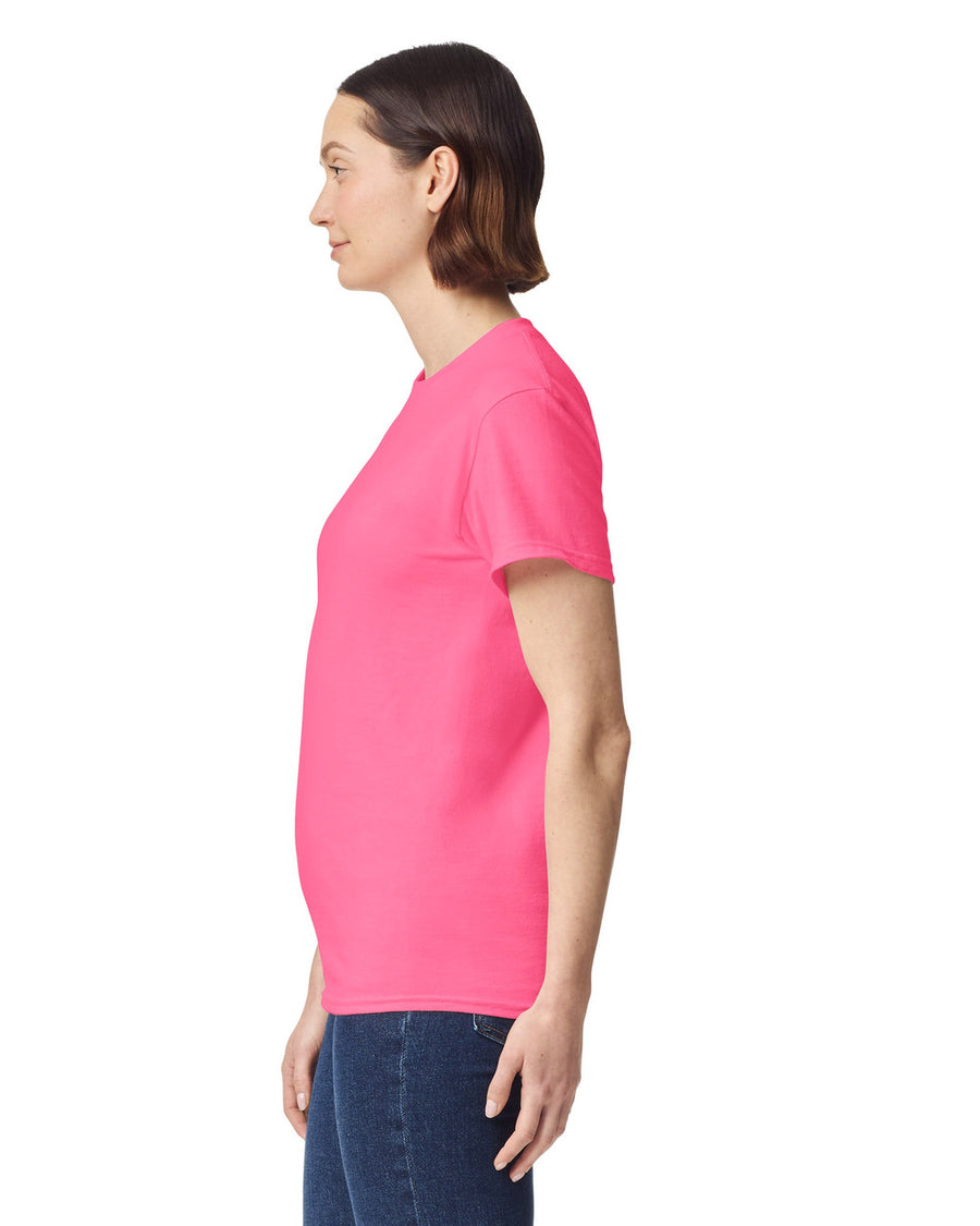 Gildan G200 Ultra Cotton T-Shirt - Safety Pink - model side