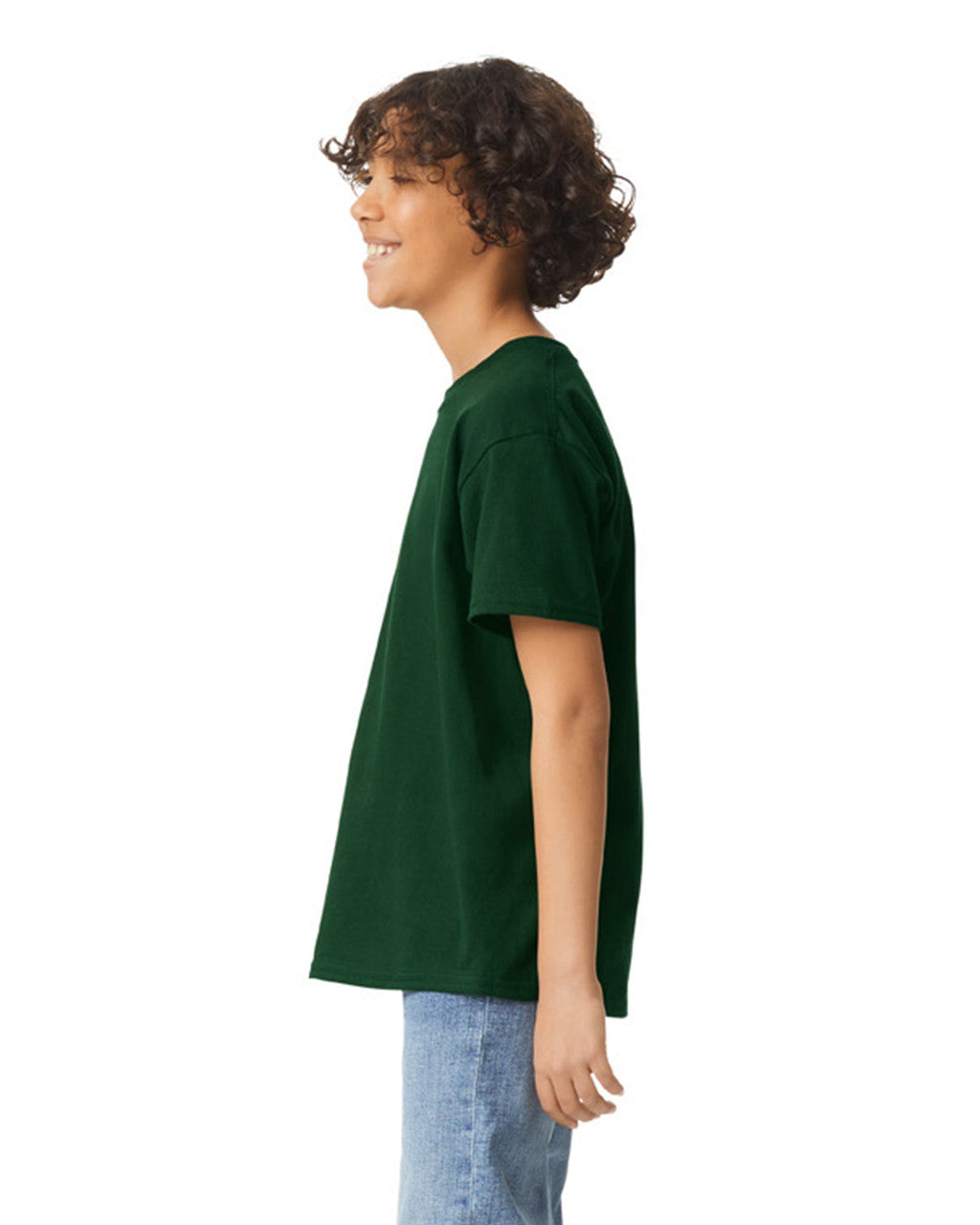 Gildan 2000B Youth Ultra Cotton T-Shirt - Forest Green - model side