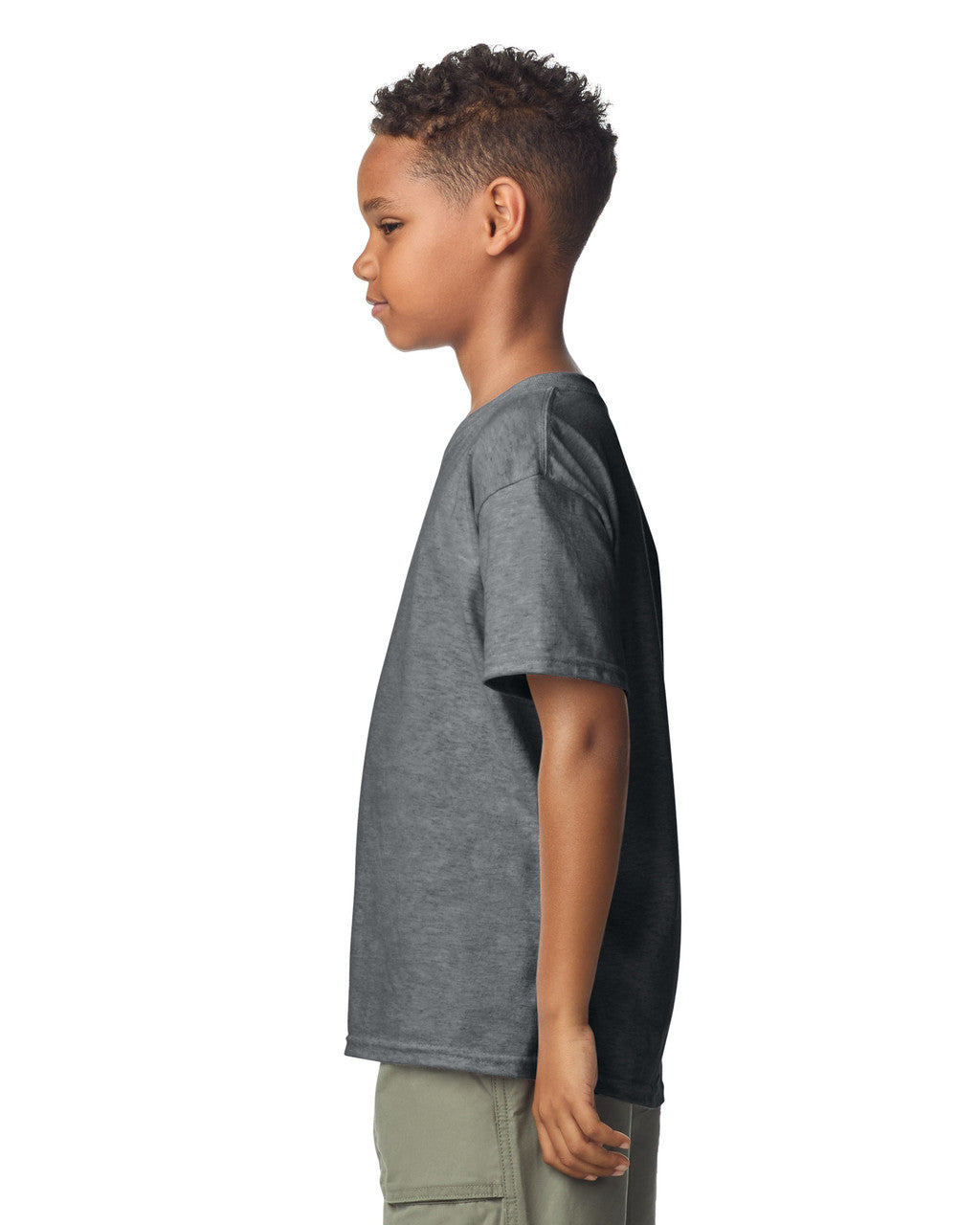 Gildan 2000B Youth Ultra Cotton T-Shirt - Charcoal - model side