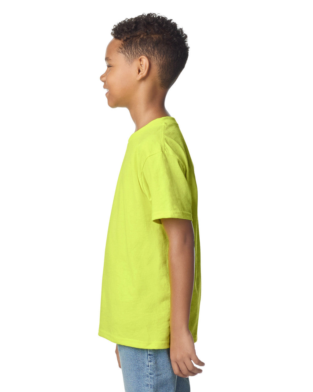Gildan 2000B Youth Ultra Cotton T-Shirt - Safety Green - model side