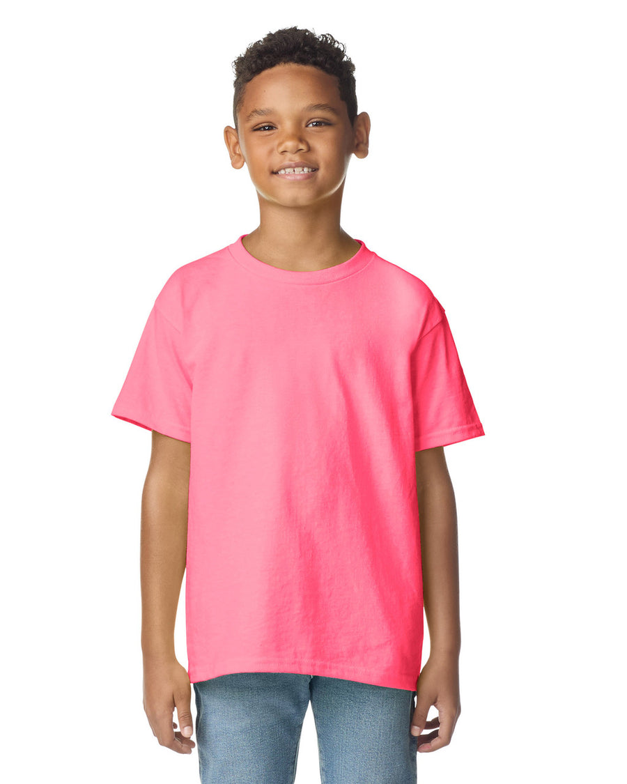 Gildan 2000B Youth Ultra Cotton T-Shirt - Safety Pink - model front