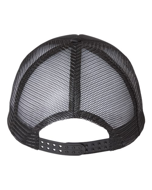 Valucap VC700 Foam Mesh-Back Trucker Cap - Black/ Black - back