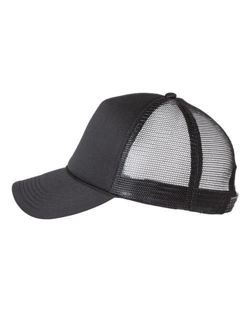 Valucap VC700 Foam Mesh-Back Trucker Cap - Black/ Black - side
