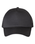 Valucap VC700 Foam Mesh-Back Trucker Cap - Black/ Black - front