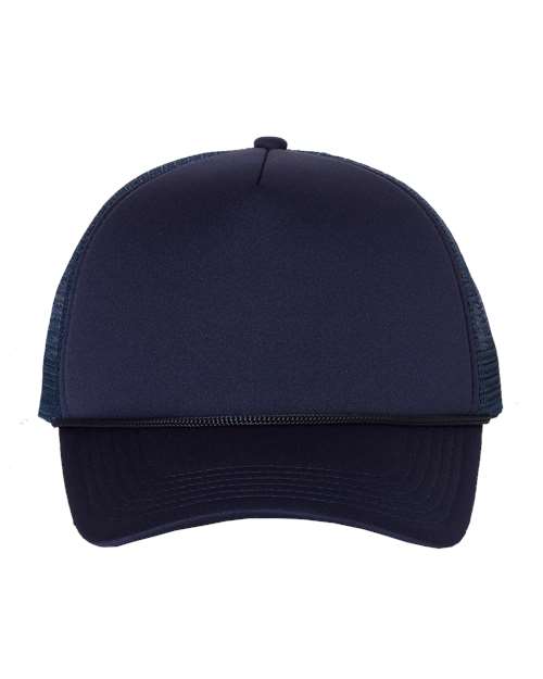 Valucap VC700 Foam Mesh-Back Trucker Cap - Navy/ Navy - front