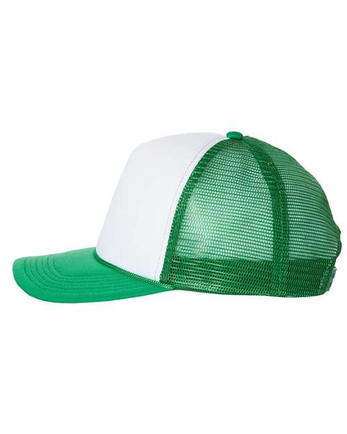 Valucap VC700 Foam Mesh-Back Trucker Cap - White/ Kelly - side