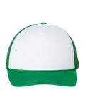 Valucap VC700 Foam Mesh-Back Trucker Cap - White/ Kelly - front