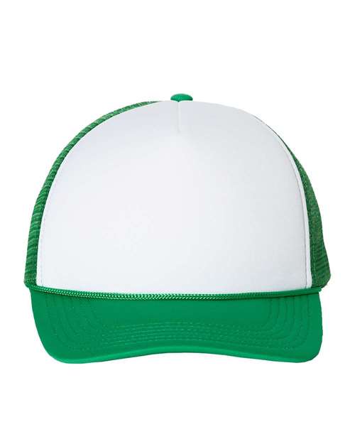 Valucap VC700 Foam Mesh-Back Trucker Cap - White/ Kelly - front