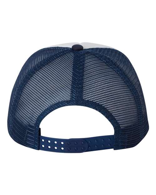 Valucap VC700 Foam Mesh-Back Trucker Cap - White/ Navy - back