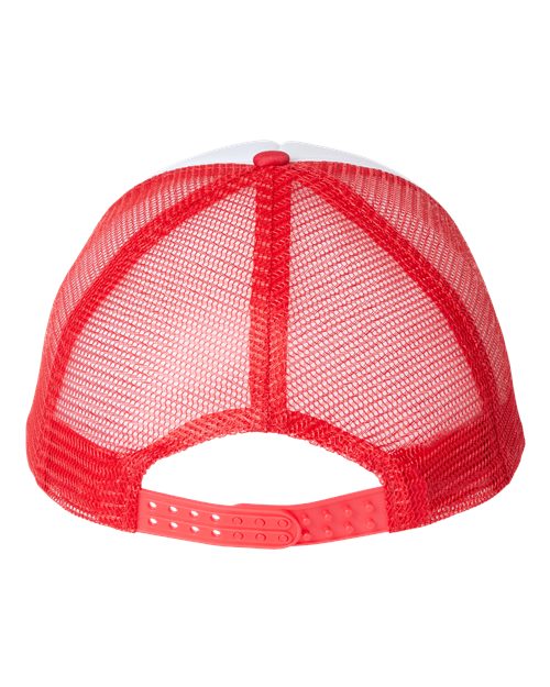 Valucap VC700 Foam Mesh-Back Trucker Cap - White/ Red - back