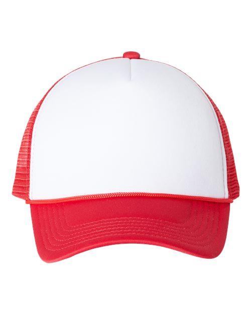 Valucap VC700 Foam Mesh-Back Trucker Cap - White/ Red - front