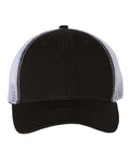 Valucap AH80 Bio-Washed Trucker Cap - Black/ White - front