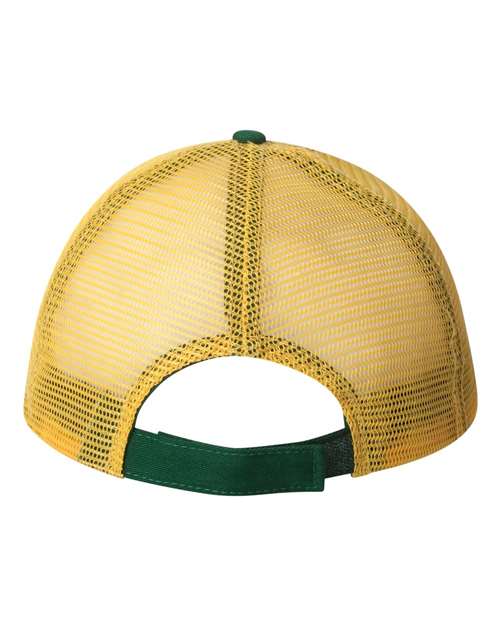 Valucap AH80 Bio-Washed Trucker Cap - Dark Green/ Gold - back