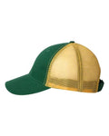 Valucap AH80 Bio-Washed Trucker Cap - Dark Green/ Gold - side