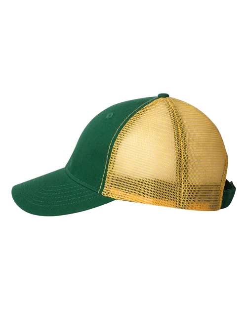Valucap AH80 Bio-Washed Trucker Cap - Dark Green/ Gold - side