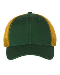 Valucap AH80 Bio-Washed Trucker Cap - Dark Green/ Gold - front