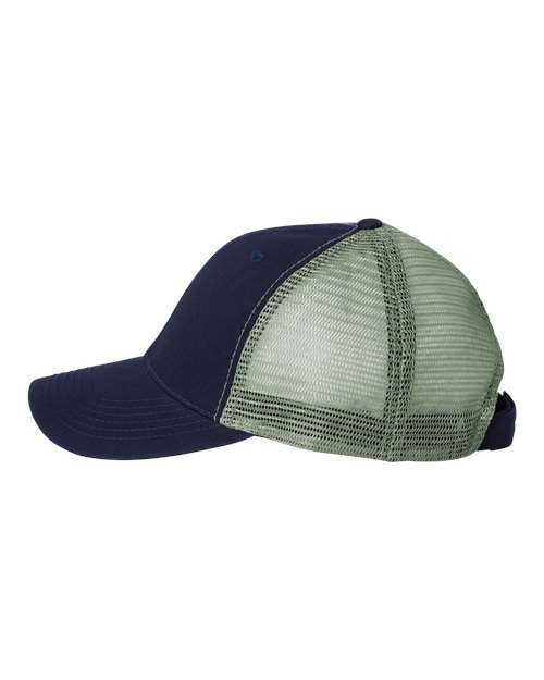 Valucap AH80 Bio-Washed Trucker Cap - Navy/ Grey - side