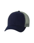 Valucap AH80 Bio-Washed Trucker Cap - Navy/ Grey - front