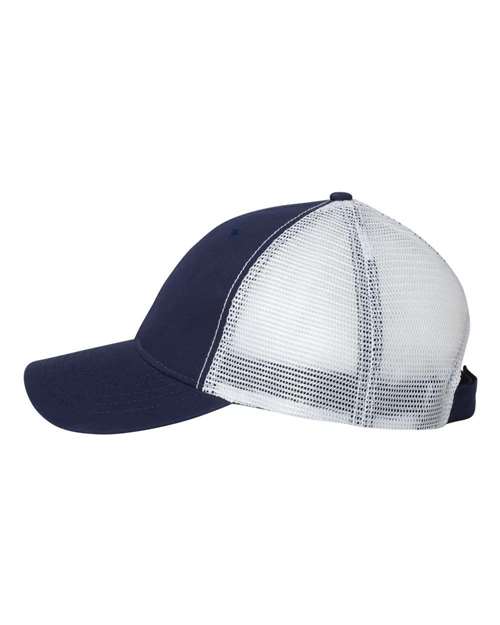 Valucap AH80 Bio-Washed Trucker Cap - Navy/ White - side
