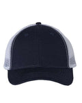 Valucap AH80 Bio-Washed Trucker Cap - Navy/ White - front