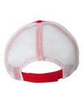Valucap AH80 Bio-Washed Trucker Cap - Red/ White - back