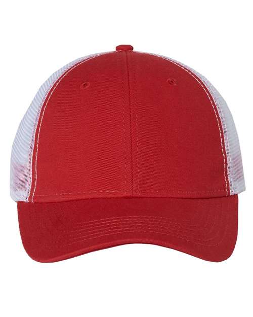Valucap AH80 Bio-Washed Trucker Cap - Red/ White - front
