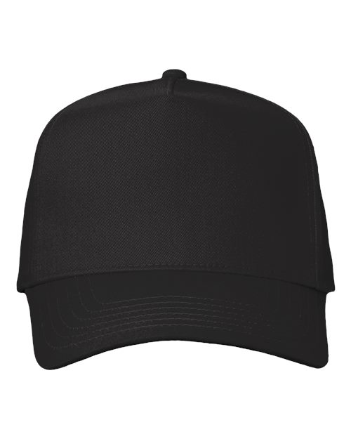 Valucap 8869 Five-Panel Twill Cap - Black - front