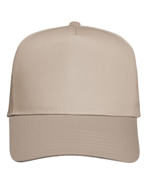 Valucap 8869 Five-Panel Twill Cap - Khaki - front