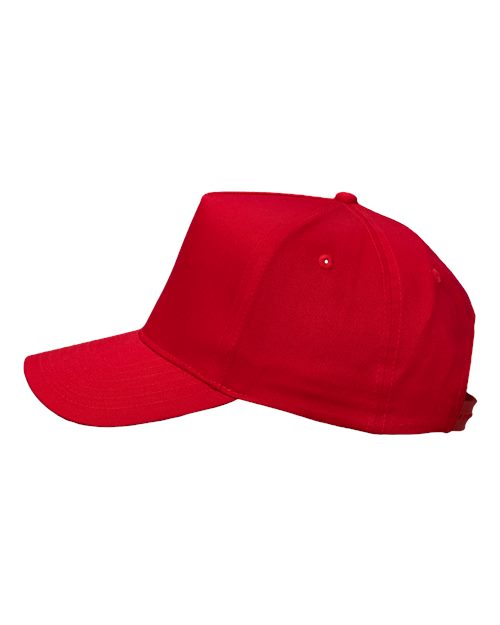 Valucap 8869 Five-Panel Twill Cap - Red - side