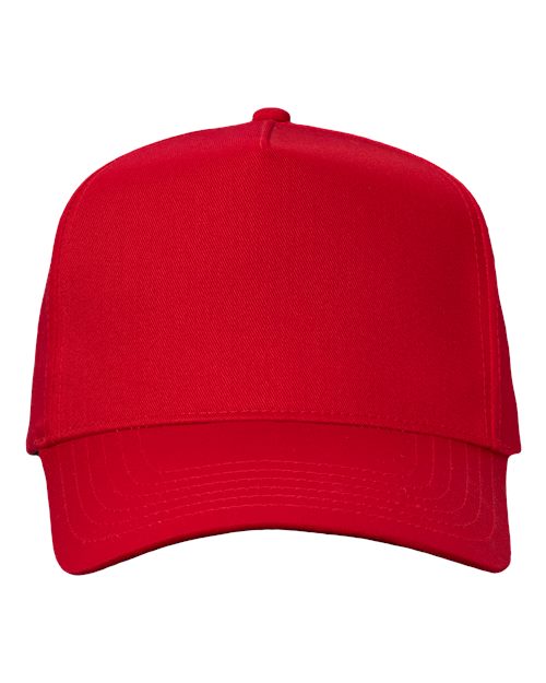 Valucap 8869 Five-Panel Twill Cap - Red - front
