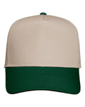 Valucap 8869 Five-Panel Twill Cap - Khaki/ Forest Green - front