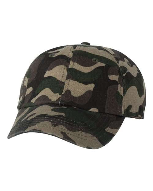 Valucap VC300A Bio-Washed Classic Dad Hat - Green Camo - front