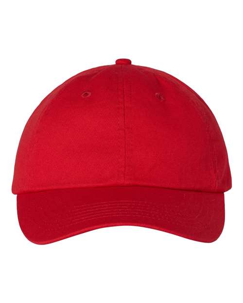 Valucap VC300A Bio-Washed Classic Dad Hat - Red - front