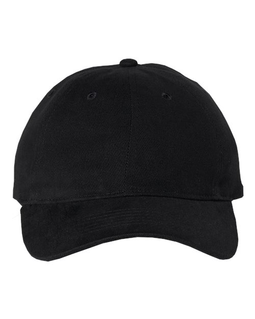Valucap 9610 Heavy Brushed Twill Unstructured Cap - Black - front