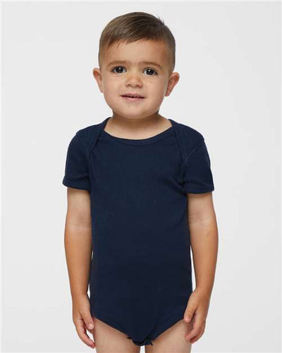 Rabbit Skins 4400 Infant Baby Rib Bodysuit - Navy - model front
