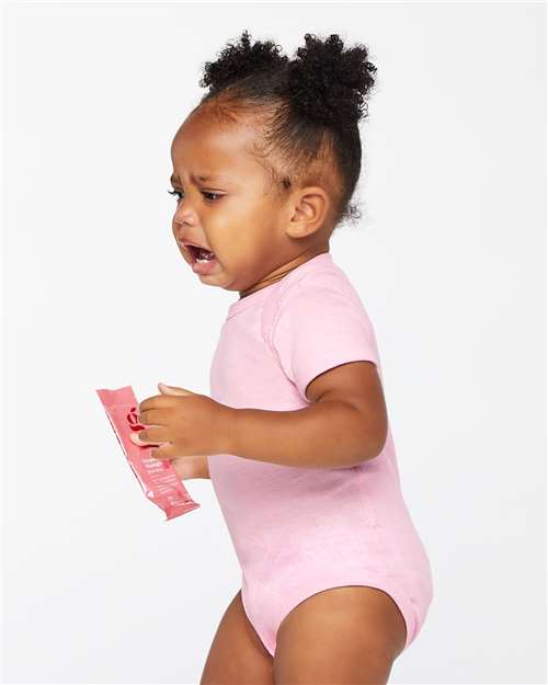 Rabbit Skins 4400 Infant Baby Rib Bodysuit - Pink - model side