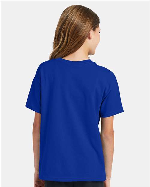 Hanes 5370 Youth EcoSmart T-Shirt - Deep Royal - model back