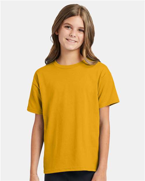 Hanes 5370 Youth EcoSmart T-Shirt - Gold - model front