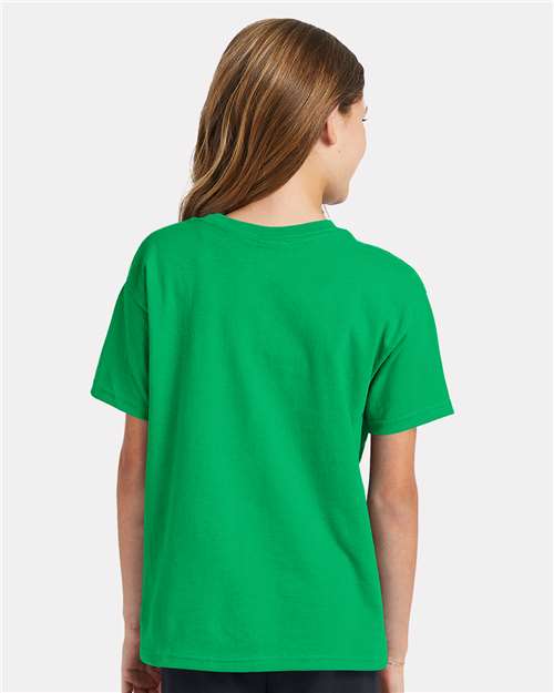 Hanes 5370 Youth EcoSmart T-Shirt - Kelly Green - model back