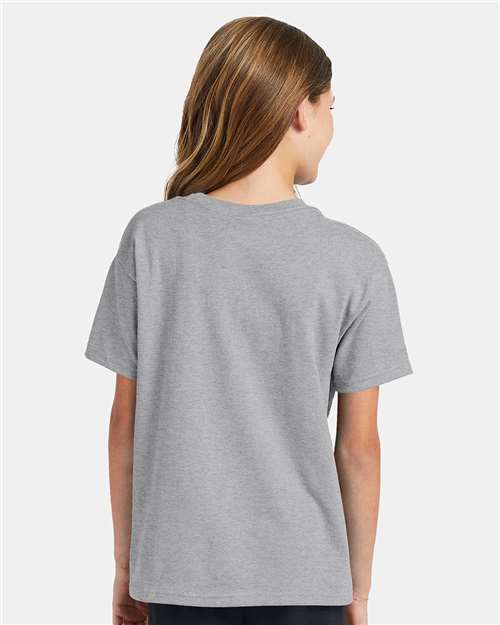 Hanes 5370 Youth EcoSmart T-Shirt - Light Steel - model back