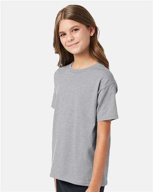 Hanes 5370 Youth EcoSmart T-Shirt - Light Steel - model side