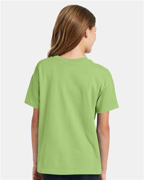 Hanes 5370 Youth EcoSmart T-Shirt - Lime - model back