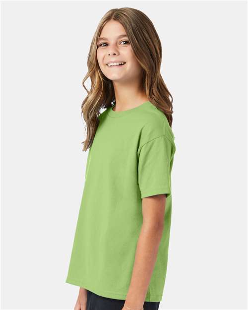 Hanes 5370 Youth EcoSmart T-Shirt - Lime - model side