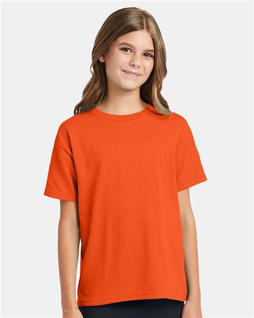 Hanes 5370 Youth EcoSmart T-Shirt - Orange - model front