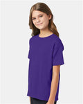 Hanes 5370 Youth EcoSmart T-Shirt - Purple - model side