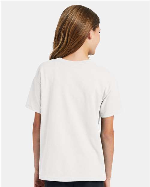 Hanes 5370 Youth EcoSmart T-Shirt - White - model back