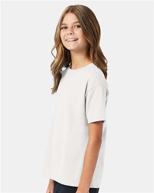 Hanes 5370 Youth EcoSmart T-Shirt - White - model side