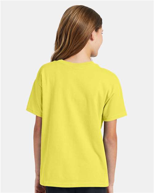 Hanes 5370 Youth EcoSmart T-Shirt - Yellow - model back