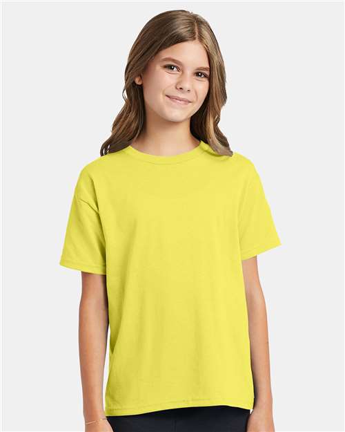 Hanes 5370 Youth EcoSmart T-Shirt - Yellow - model front