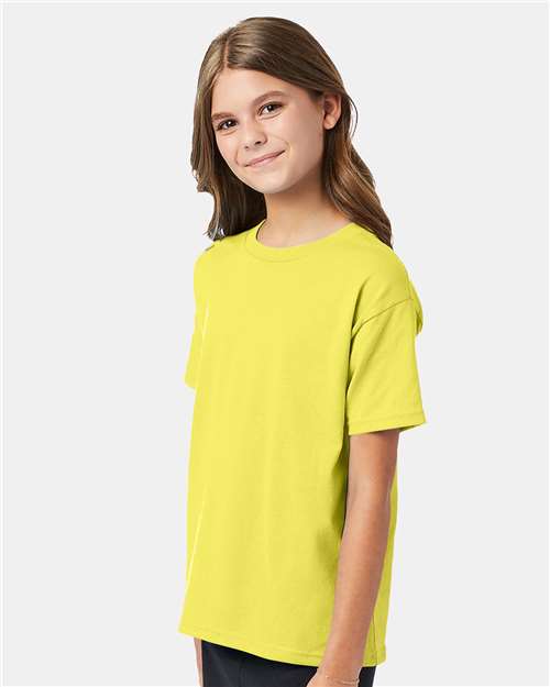 Hanes 5370 Youth EcoSmart T-Shirt - Yellow - model side